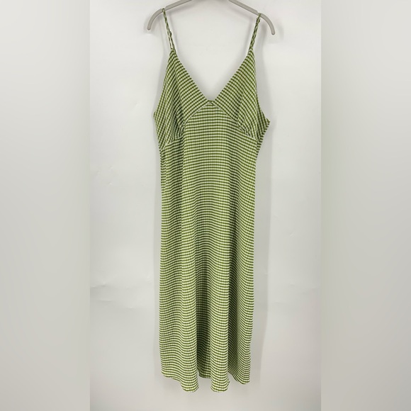 LISA SAYS GAH Green Stripe tank Dress 0320 seersucker textured babydoll - Picture 3 of 12